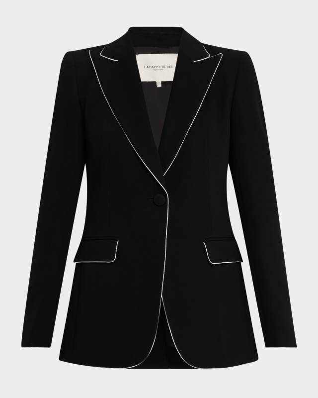 Piped Single-Button Blazer